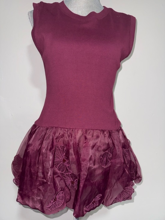 Anthropologie Dresses & Skirts - Anthropologie Plum Embroidered Tulle Party Dress